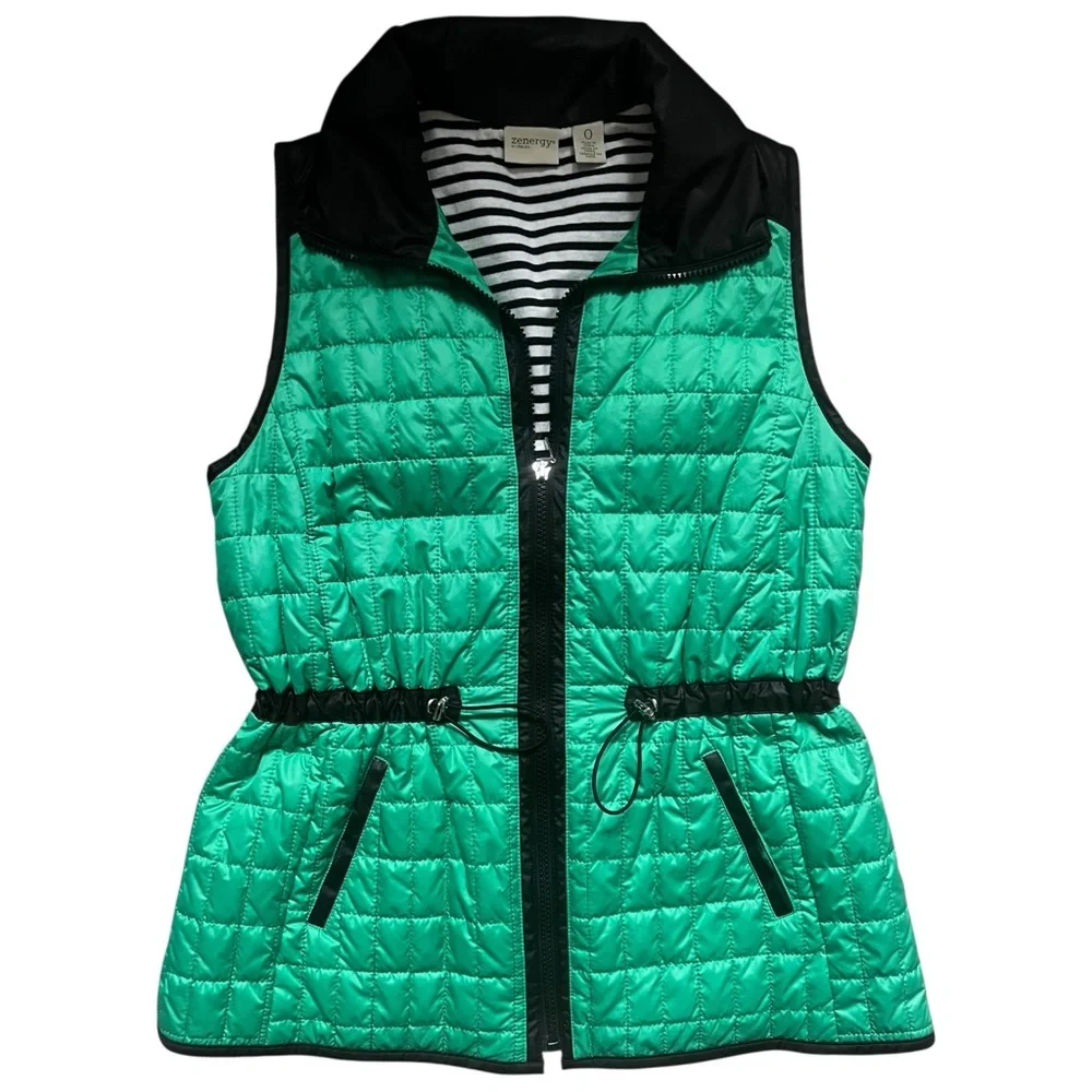 Zenergy By Chicos Vibrant Green Quilted Vest Like New! 0 or S - Picture 2 of 7